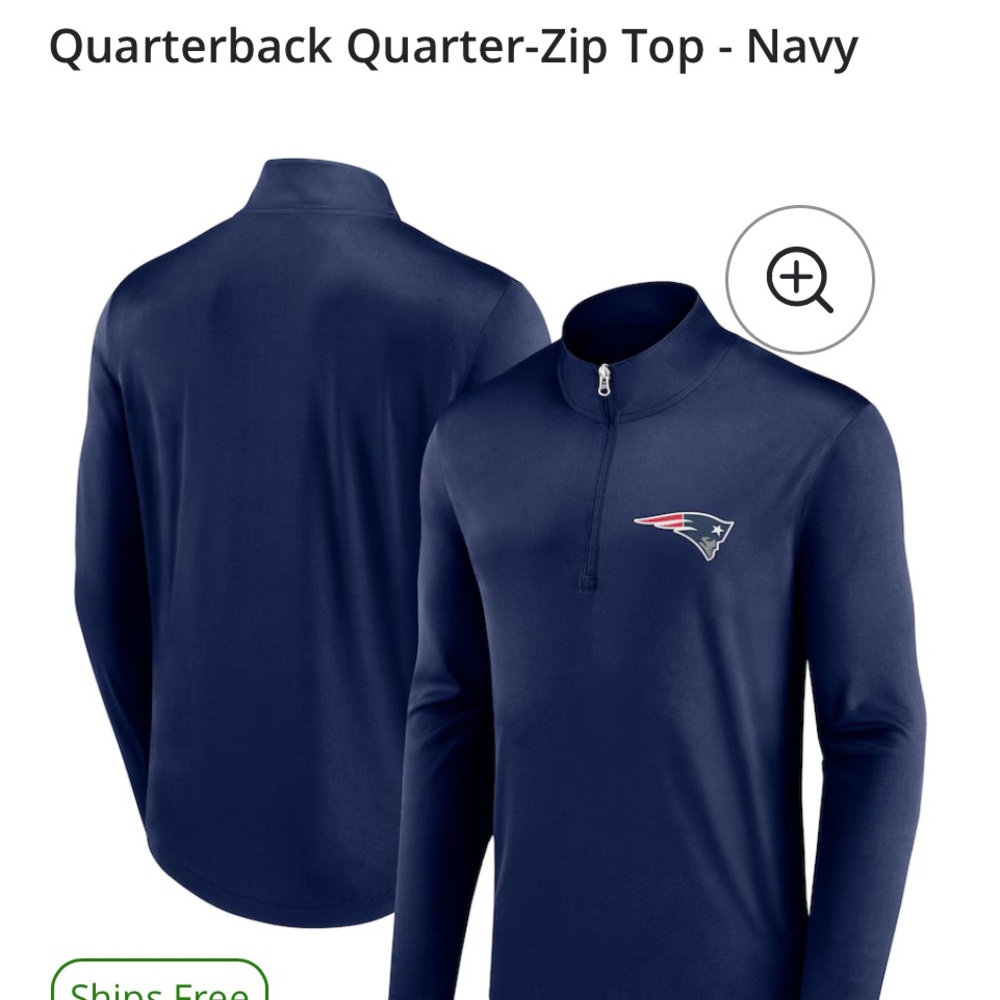 New England Patriots Fanatics Quarterback Quarter-Zip. Navy Blue. Size 2XL